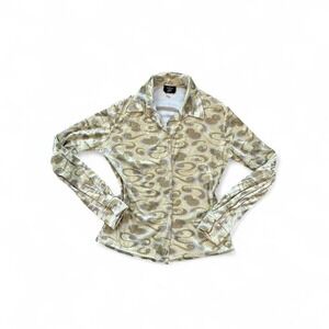 VTG velvet button down funky boho‎ retro y2k disco 70s longsleeve top M